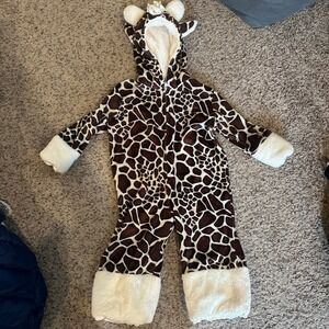 Princess Paradise Giraffe Costume Jumpsuit Toddler 18M 2T Brown White Hooded